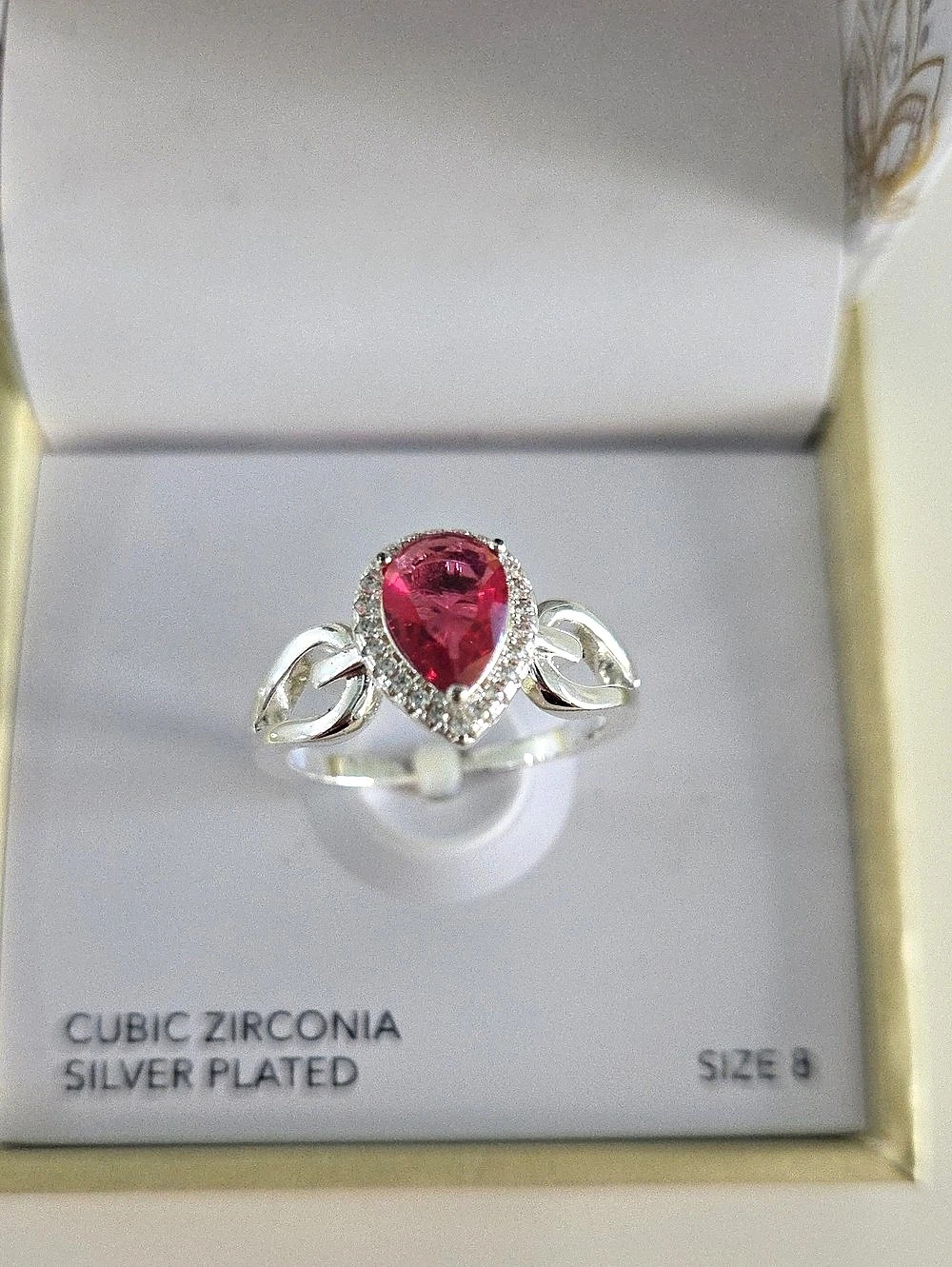 Pink Cubic Zirconia Ring Size 8 NWT